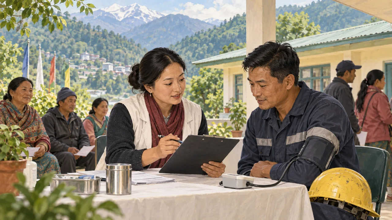 सिक्किम में सामुदायिक स्वास्थ्य जांच का एआई-निर्मित सांकेतिक चित्रण; वास्तविक शिविर की तस्वीर नहीं।